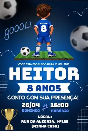 Convite de Aniversário Futebol Azul Cruzeiro para Editar