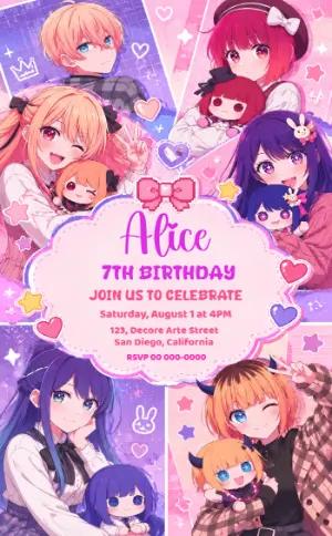 Oshi No Ko Birthday Invitation | Editable Anime Template