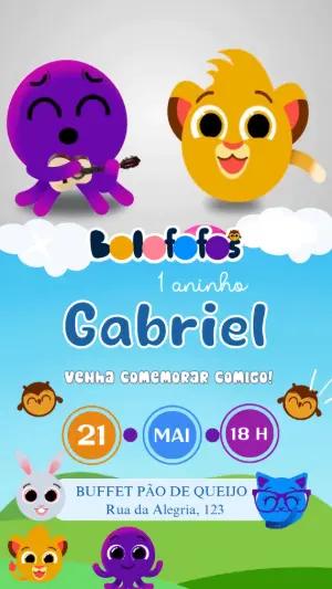 Convite Animado Aniversário Bolofofos para Editar Online