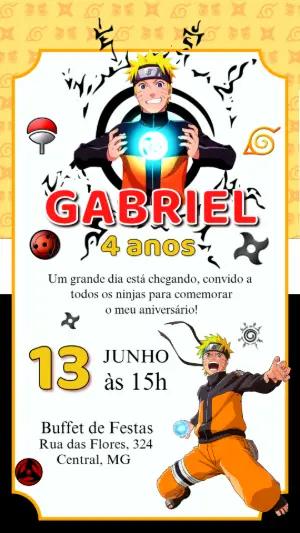 Convite de Aniversário Naruto com Ninjas para Editar Online