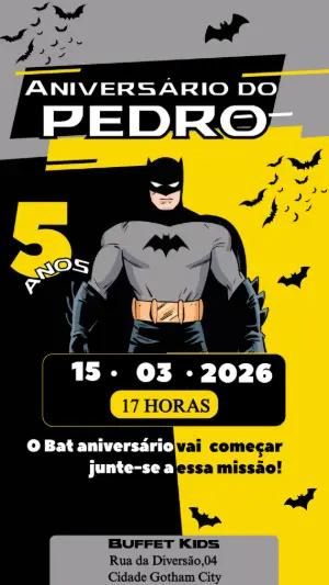 Convite de Aniversário Batman Editável Online