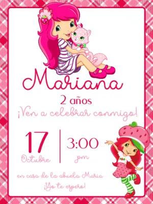 Invitación de Cumpleaños de Rosita Fresita para Editar Online