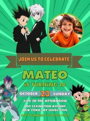 Hunter x Hunter Birthday Invitation | Editable Digital Template with photo