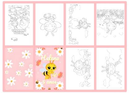 Livrinho de Colorir Editável Tema Abelhinha para Aniversário
