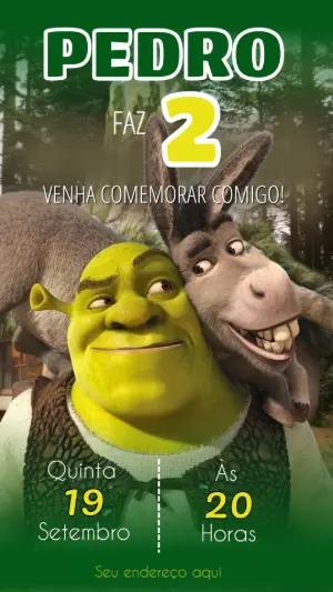 Convite de Aniversário Shrek para Editar Online e Imprimir