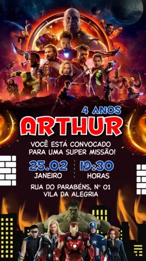 Convite de Aniversário Vingadores: Modelo Digital para Editar