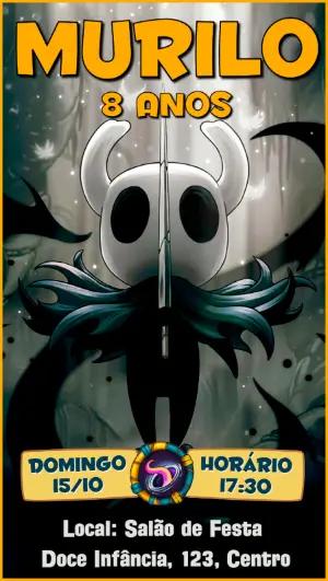 Convite Digital Aniversário Hollow Knight Editável