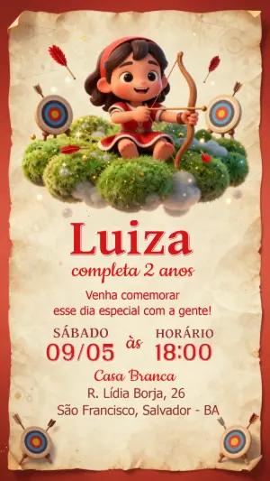 Convite de Aniversário Arqueira Infantil para Editar