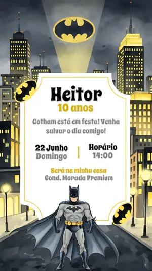 Convite de Aniversário Batman Herói de Gotham para Editar Online