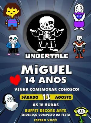 Convite Aniversário Undertale com Personagens para Editar Online