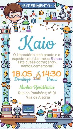 Convite de Aniversário Cientista Modelo Editável