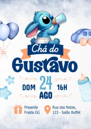 Convite Chá de Bebê Stitch Baby para Editar Online