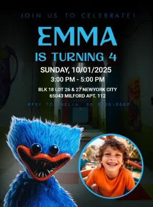 Huggy Wuggy Birthday Invitation Template, Editable Digital Invite