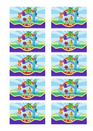 Etiqueta Escolar Numberblocks Colorida para Editar