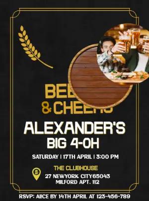 Editable Beers & Cheers 40th Birthday Invitation Template