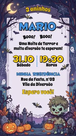 Convite de Aniversário Halloween Infantil para Editar