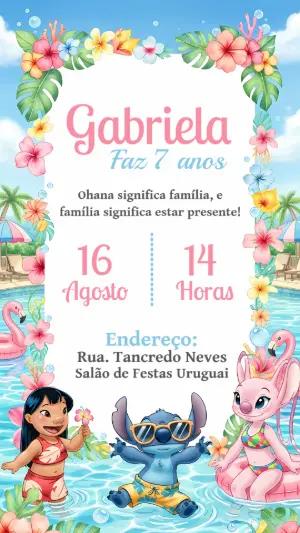 Convite Aniversário Lilo e Stitch Tropical para Editar Online