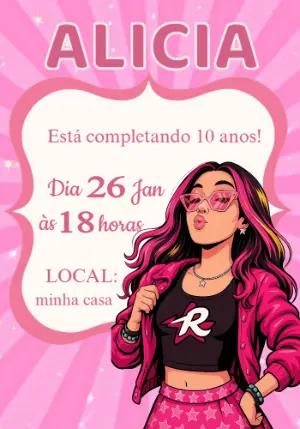 Convite de Aniversário Emily Vick Dos Rosa para Editar Online