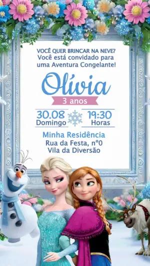 Convite de Aniversário Frozen Aventura Congelante Editável