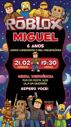 Convite de Aniversário Roblox Menino para Editar e Enviar