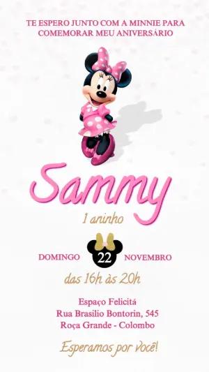 Convite de Aniversário Minnie Rosa para Editar Online