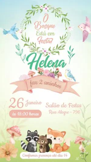 Convite Digital Aniversário Bosque dos Animais para Editar