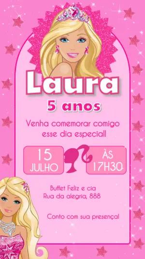 Convite Aniversário Barbie Editável para Imprimir e Enviar