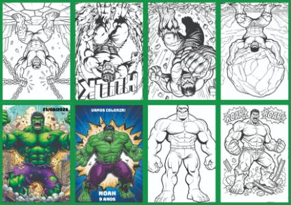 Livrinho de Colorir Hulk para Aniversário - Modelo Editável