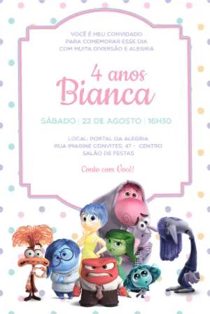 Convite Divertida Mente Colorido para Aniversário Editável