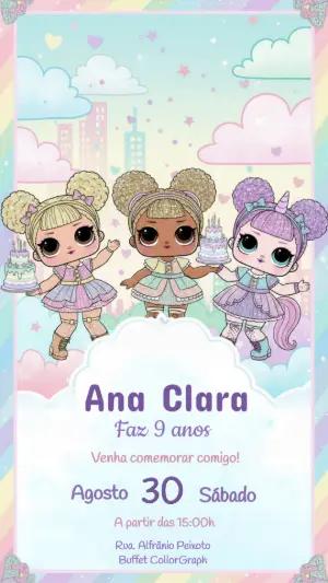 Convite de Aniversário L.O.L. Surprise Glitter para Editar