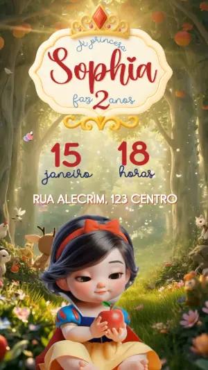 Convite Animado Branca de Neve Baby: Modelo Fofo para Editar