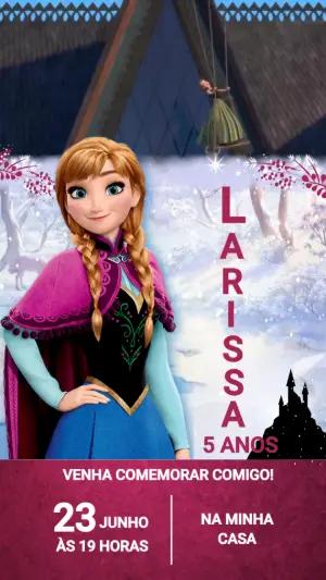 Convite Animado Aniversário Frozen Anna para Editar Online