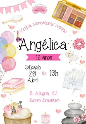 Convite de Aniversário Spa Day para Editar Online e Imprimir