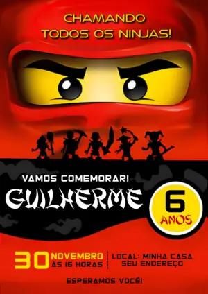 Convite Aniversário Ninjago com Ninjas para Editar Online