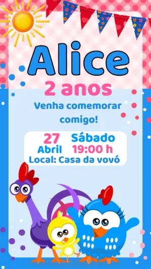 Convite de Aniversário Galinha Pintadinha para Editar Online