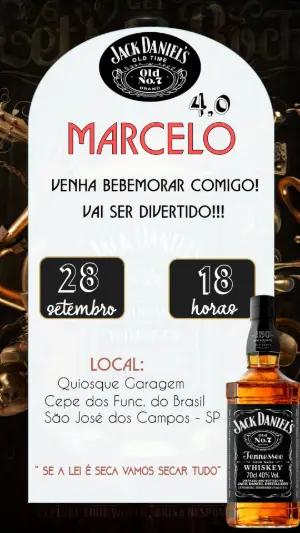 Convite de Aniversário Adulto Tema Whiskey Jack Daniel's Editável