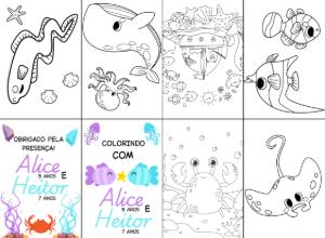 Mini Livro de Colorir Fundo do Mar para Editar Online