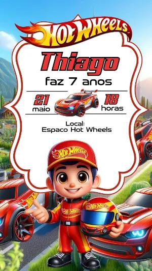 Convite de Aniversário Hot Wheels com Carros para Editar Online