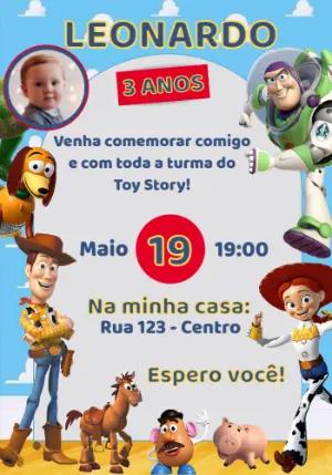 Convite de Aniversário Toy Story com Foto para Editar