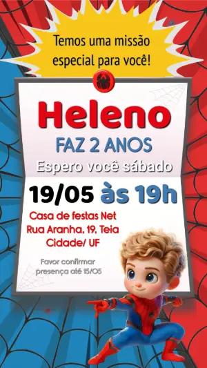 Convite de Aniversário Homem-Aranha Baby Fofo para Editar