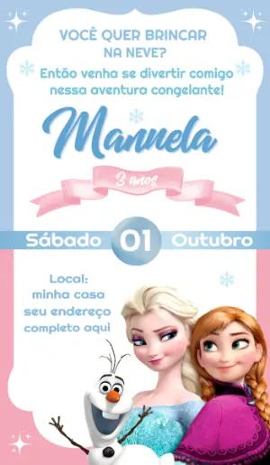 Convite Digital Frozen: Aventura Congelante para Editar
