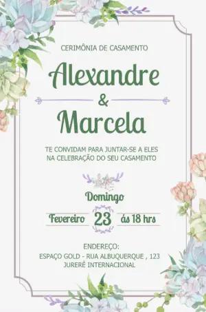 Convite de Casamento Floral Aquarela para Editar Online