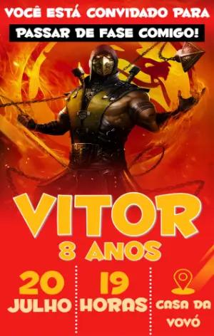 Convite de Aniversário Mortal Kombat Editável