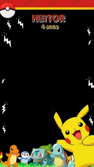 Moldura Aniversário Pokémon com Pikachu para Editar Online