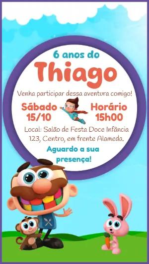 Convite Aniversário José Comilão com Personagens para Editar