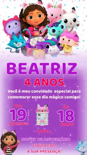 Convite de Aniversário A Casa Mágica da Gabby Editável
