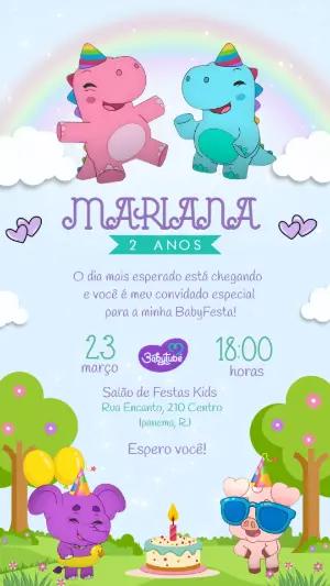 Convite de Aniversário Infantil Babytube Colorido para Editar