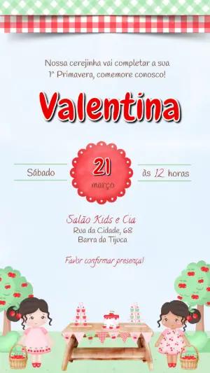 Convite Animado Aniversário Tema Cerejinha para Editar