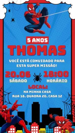 Convite de Aniversário Homem Aranha Estilo Quadrinhos para Editar