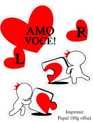 Topo de Bolo Dia dos Namorados Quebra-Cabeça Editável